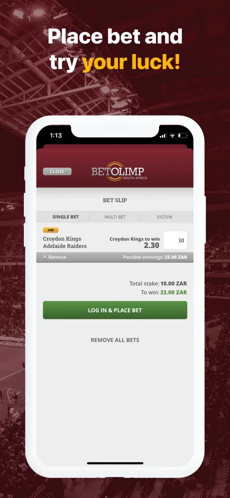 BetOlimp Mobile App Placing Bet