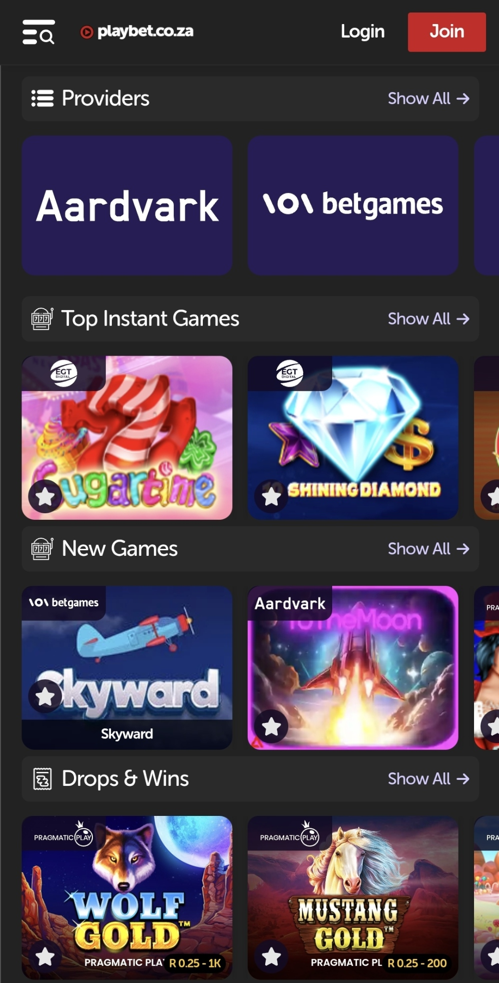 Playbet Vegas Games on Mobile Website